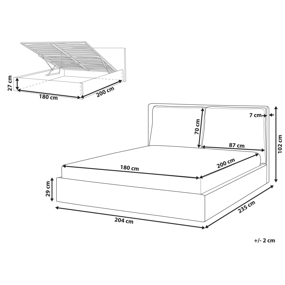Letto matrimoniale in tessuto verde scuro con contenitore 180 x 200 cm camera da letto moderna