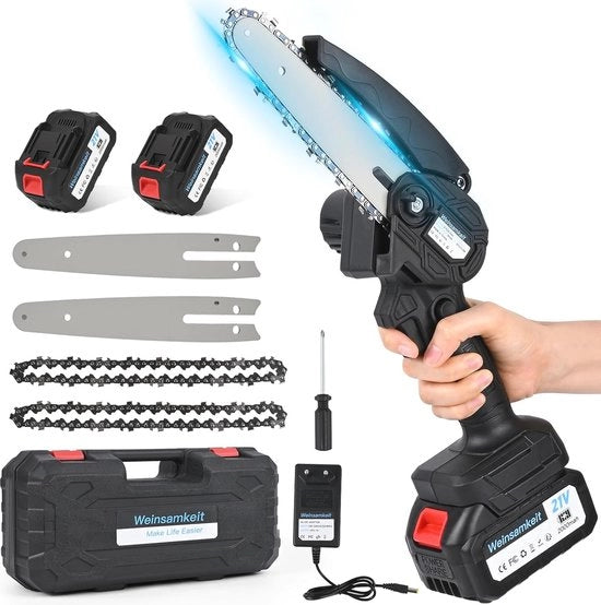 Serra a catena mini ad alta velocità 15 cm - Trimmer da giardino con batterie 2 x AAA - Compatta e leggera
