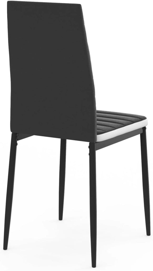 Set di 4 sedie da pranzo ROMANE nere con fascia bianca