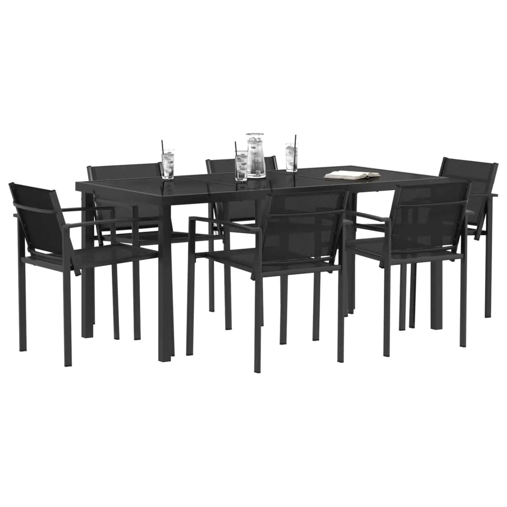 Set di Mobili da Esterno 7 pcs Nero e antracite Textilene