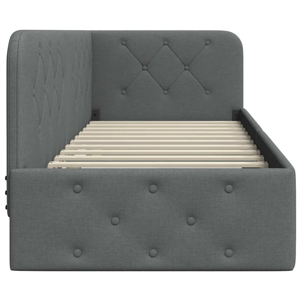 Cornice del letto ad angolo Grigio scuro 80 x 200 cm Tessuto 42016480