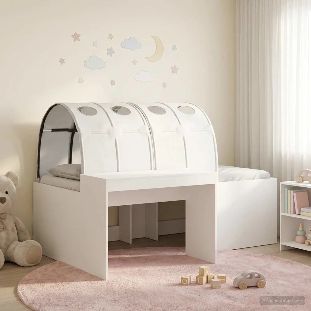 Letto con Tunnel 4 pcs Rovere Artigianale e Bianco