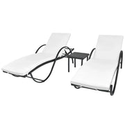 Lettini Prendisole 2 pz con Tavolo in Polyrattan Nero cod mxl 23062