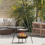 Treppiede da Cucina per Focolare con Griglia e Supporto per Fuoco 170 cm
