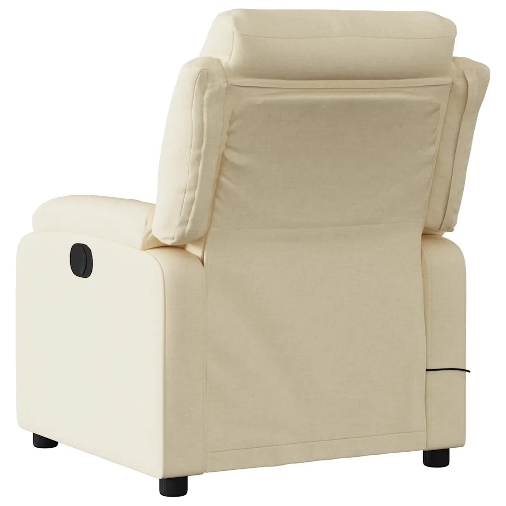 Poltrona Massaggiante | Sedia Relax Reclinabile Crema in Tessuto