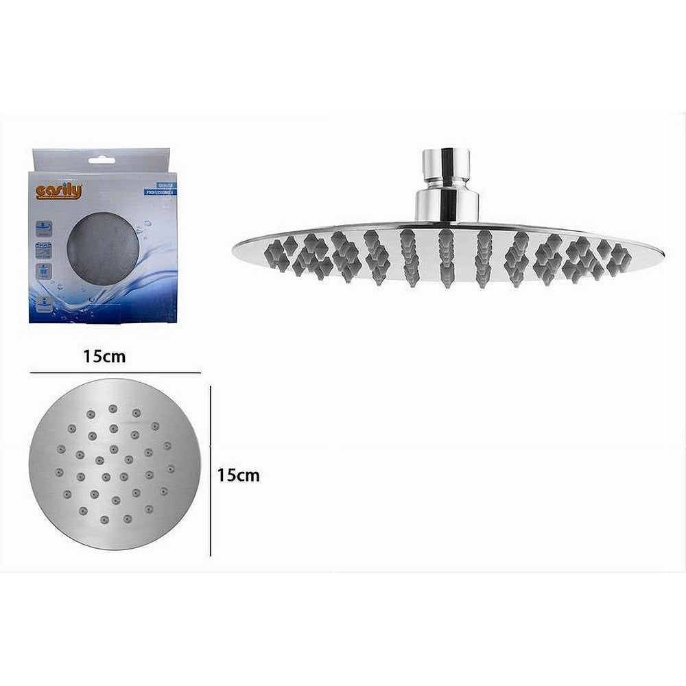 Trade Shop - Soffione Doccia Slim Ugelli Fori Bagno Miscelatore Rotondo 15 Cm 59268 Cromato -
