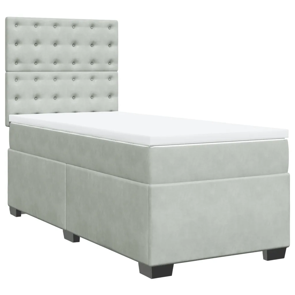 vidaXL Giroletto a Molle con Materasso Grigio Chiaro 100x200cm Velluto