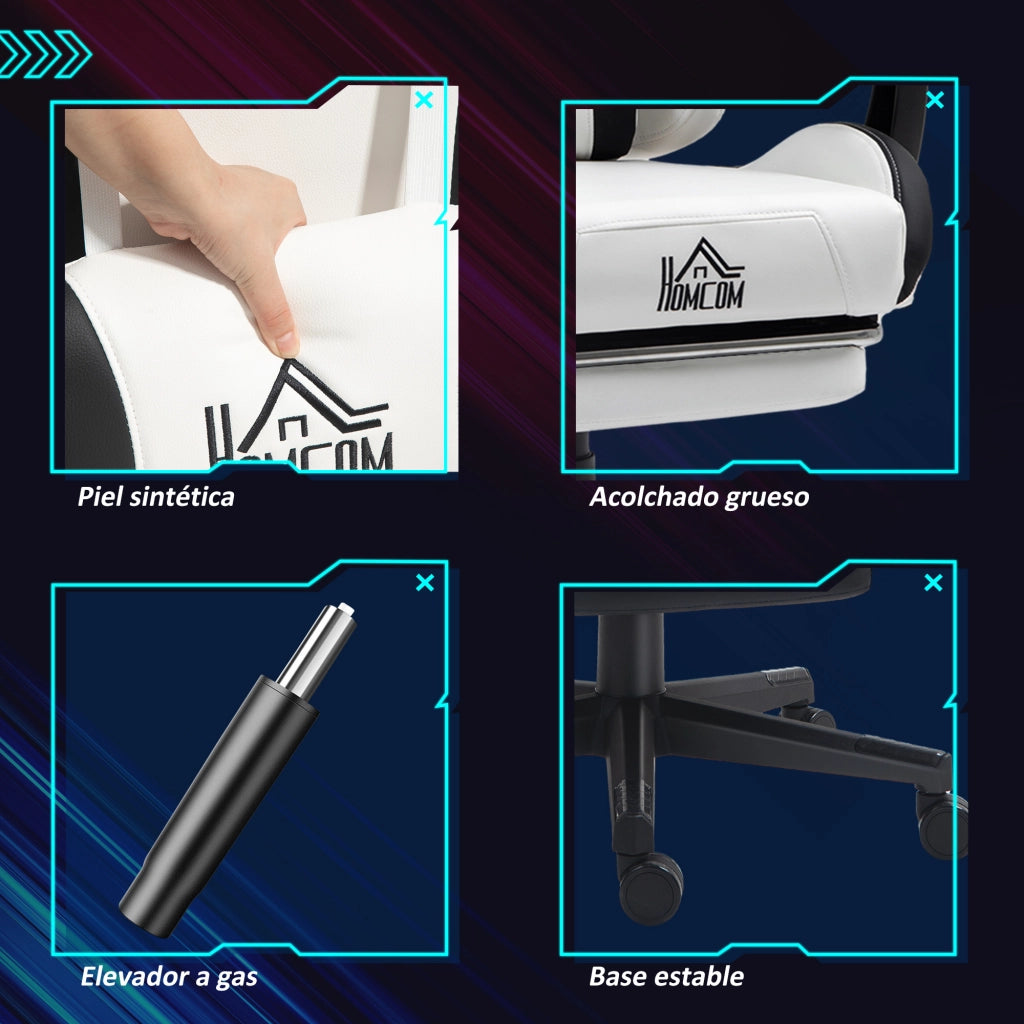 Sedia da Ufficio Reclinabile con Poggiapiedi e Supporto Lombare ¨C Minimal ¨C Bianco
