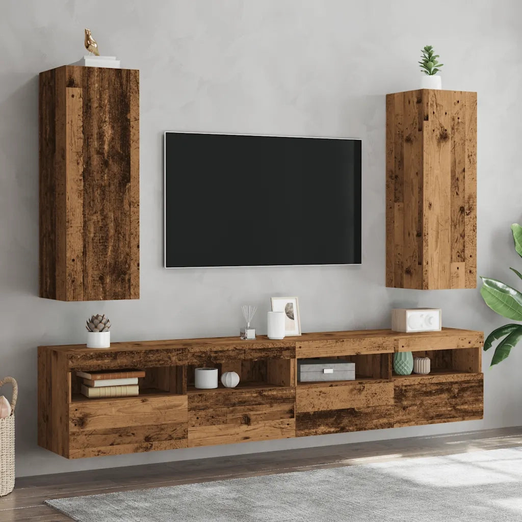 Mobili TV 2 pz Legno Antico 30,5x30x90 cm in Legno Multistrato