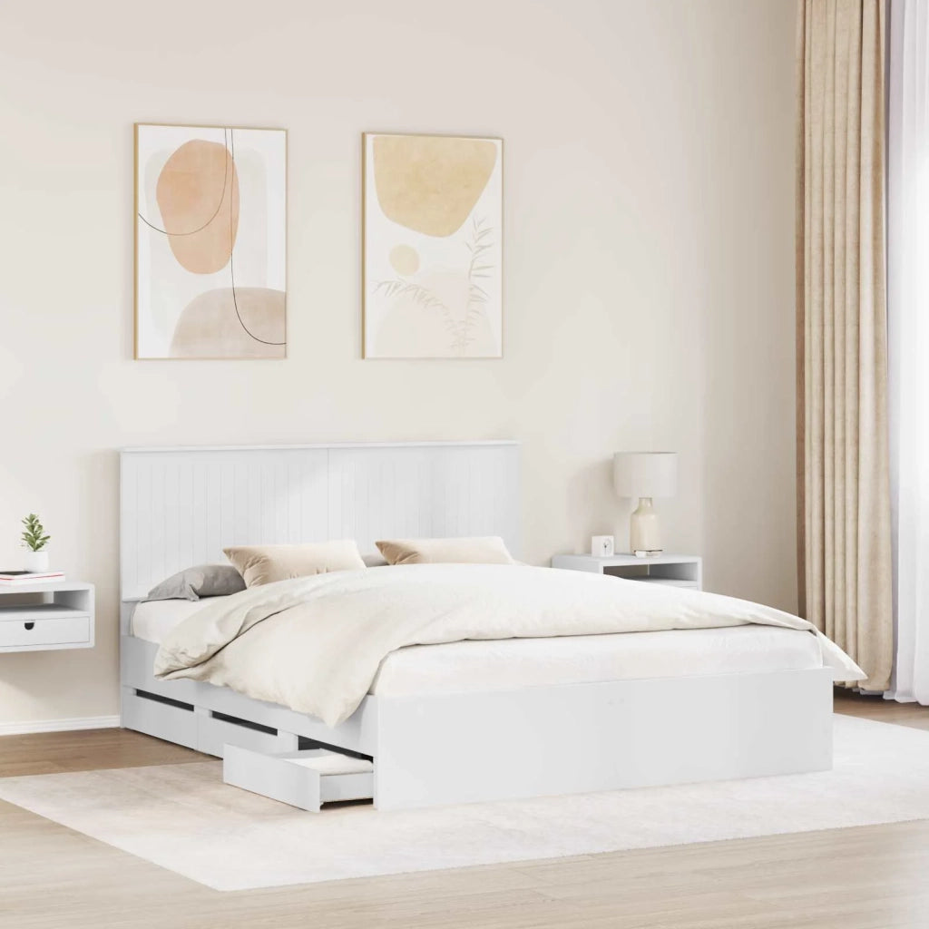 Letto matrimoniale | Letto per adulti | Struttura del letto Bianco 160 x 200 cm Legno Ingegnerizzato