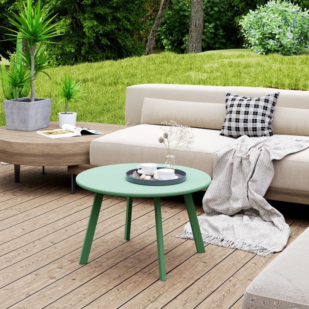 Tavolino da giardino rotondo ¨C ZephMum ¨C verde, metallo, ?70x42 cm