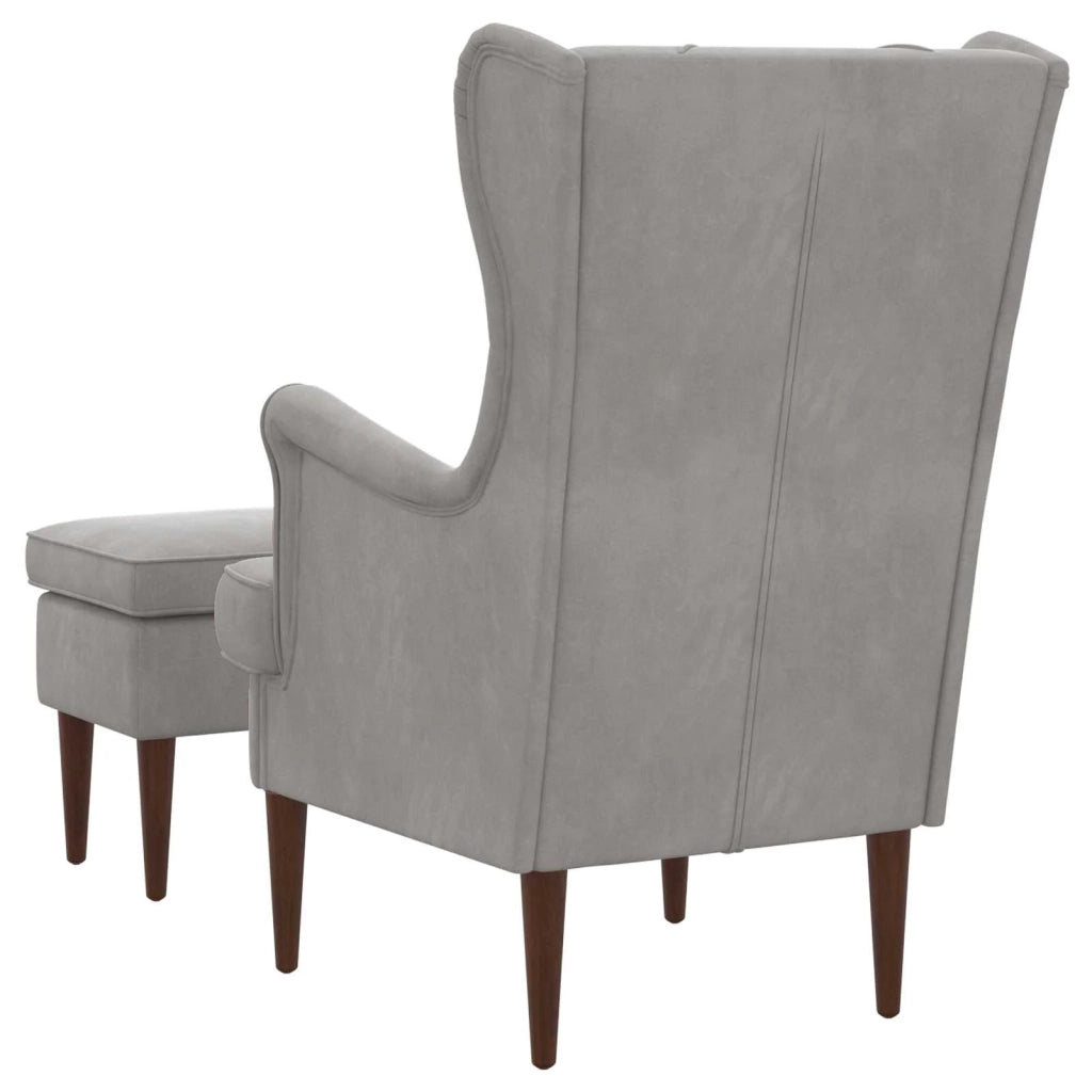 Poltrona con Ottomano 2 pz Grigio Chiaro Velluto 3418847