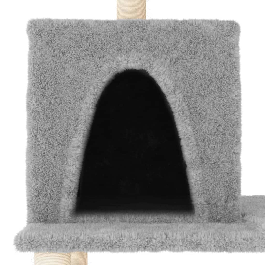 Tiragraffi per gatti torre per arrampicata giocattolo piattaforma per arrampicata con tiragraffi in sisal leggero 167 cm grigio 02_0022586