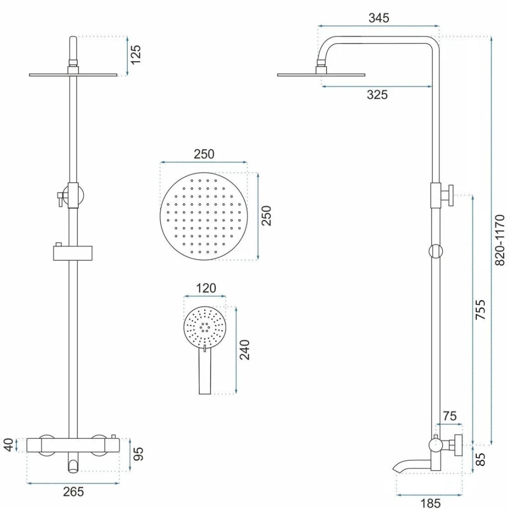 Set Doccia Da Incasso Con Termostatato Lungo Gold