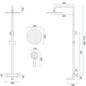 Set Doccia Da Incasso Con Termostatato Lungo Gold