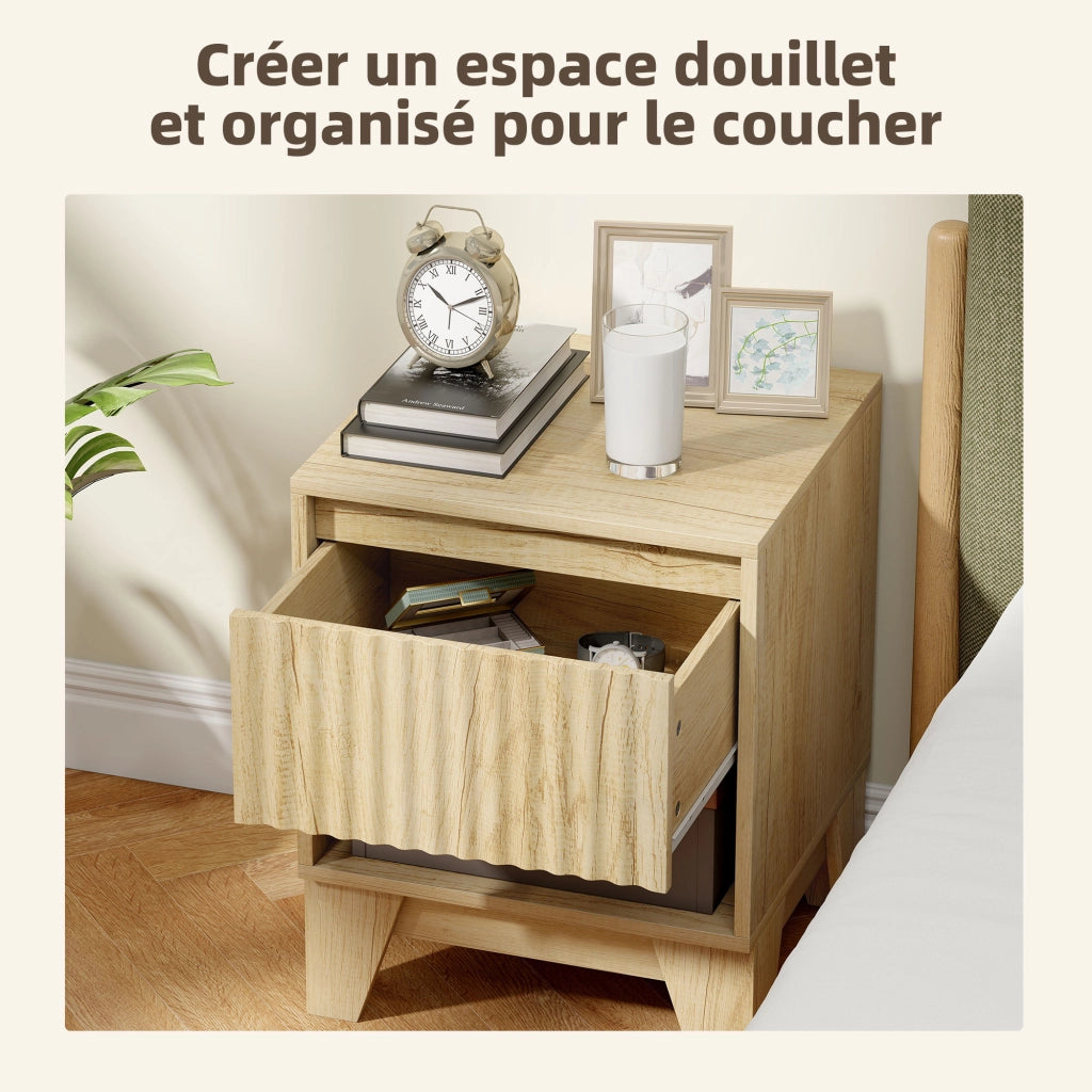 Set 2 comodini ¨C Xylo ¨C legno naturale 1 cassetto 43x40x55cm