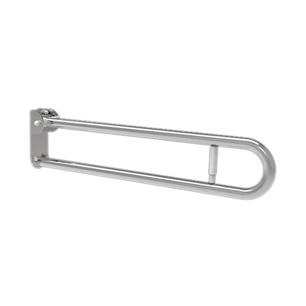 Barra maniglione ribaltabile cm 83 con porta rotolo e piastra lunga inox lucido