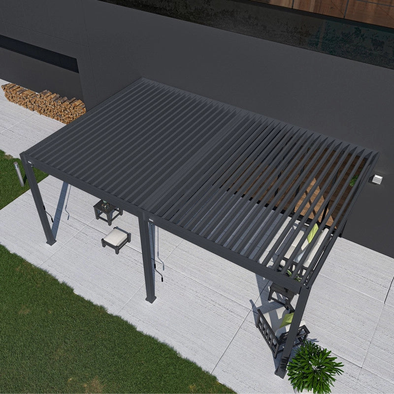 Pergola bioclimatica OmbrÃ©a VS addossata 4x6M - V2 - Antracite