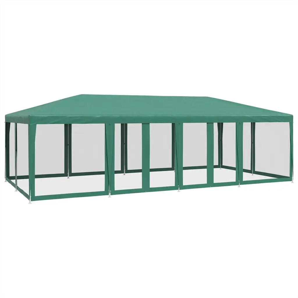 Tenda per Feste con 12 Pareti Laterali in Rete-Tenda da campeggio Verde 8x4 m HDPE