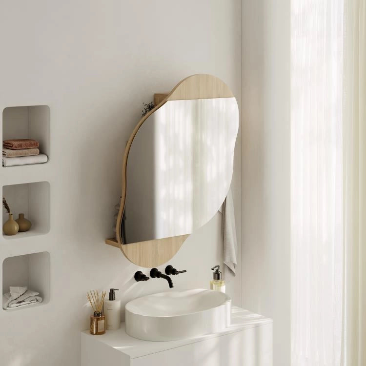 Specchio da Bagno con Armadietto Nuvola 60x13x75 cm in Melamina Zaffiro di Quercia