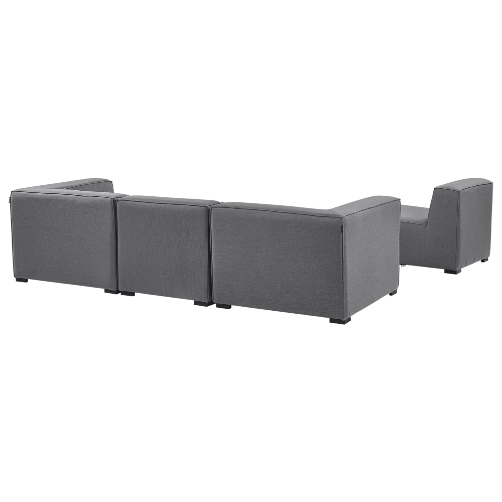 Set divano ad  per interni ed esterni Rivestimento in tessuto grigio salotto da giardino ottomana