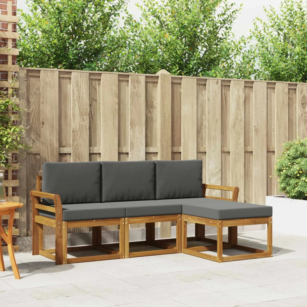 Set di divani da esterno con cuscino 4 pcs Naturale e Antracite