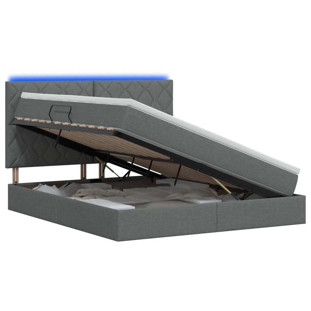 Letto con contenitore LED e materasso Grigio Scuro 140 x 200 cm 3460012