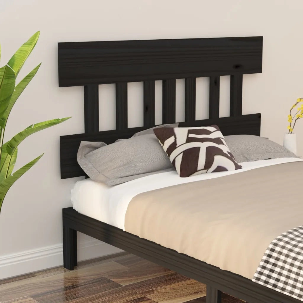 Testiera per Letto Nera 143,5x3x81 cm Legno Massello di Pino 819124