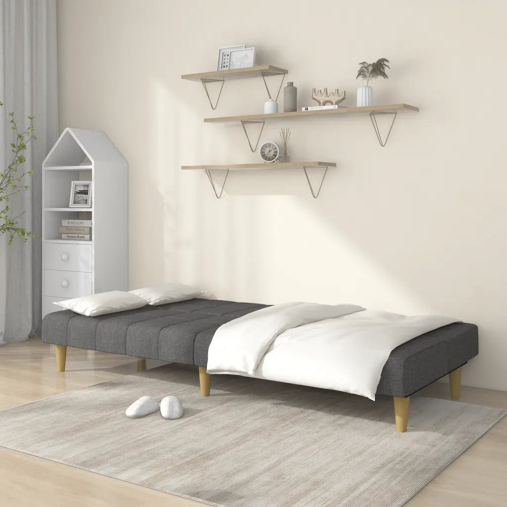 Divano Letto a 2 Posti Grigio Chiaro in Tessuto 375826