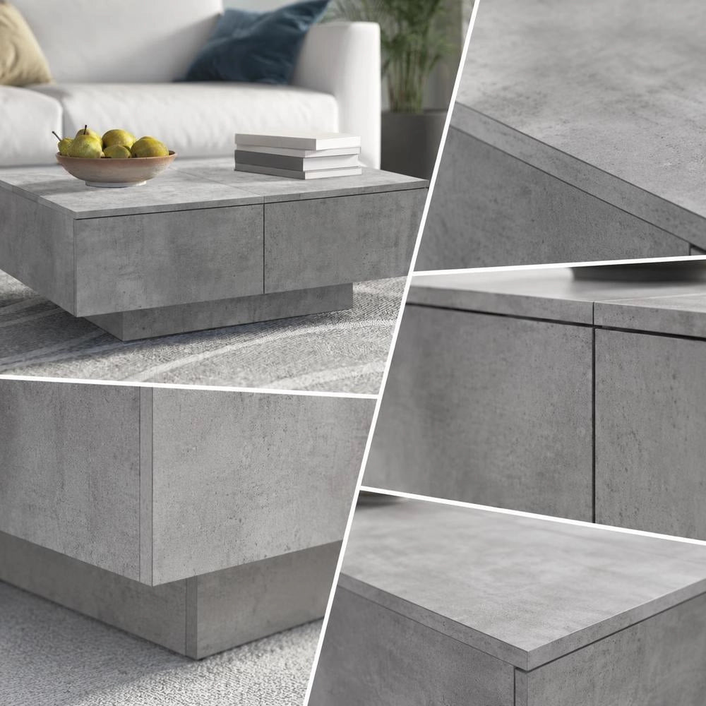 Coffee Table Concrete Grey 90x60x31 Cm Wood Material