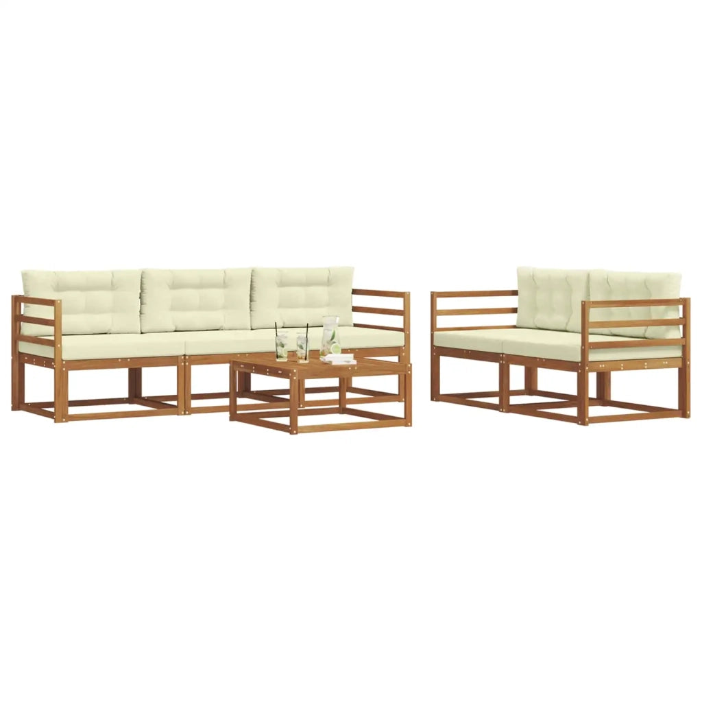 Set di divani da esterno con cuscino 6 pcs Naturale e Crema 3367178