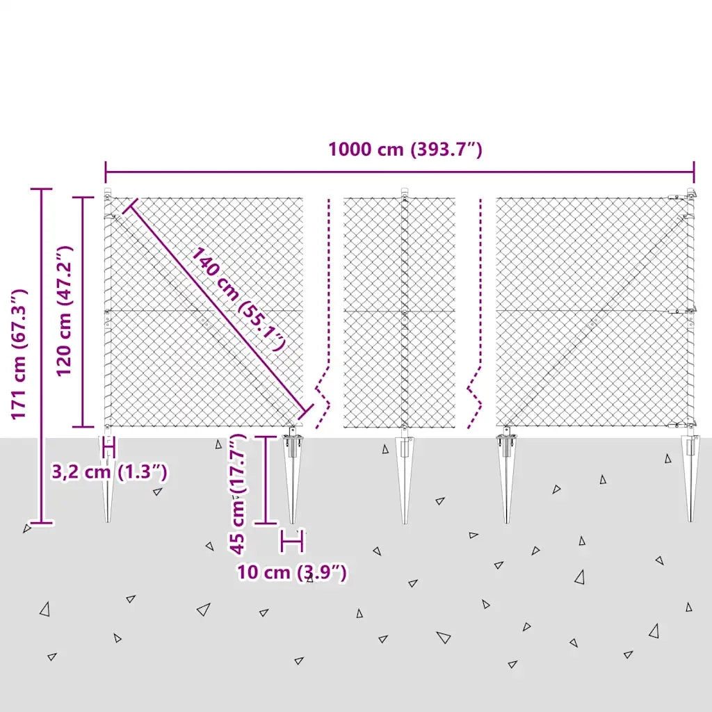 Palo della recinzione Argento 10 x 1,2 m (maglie 60 x 60 mm) 3351214