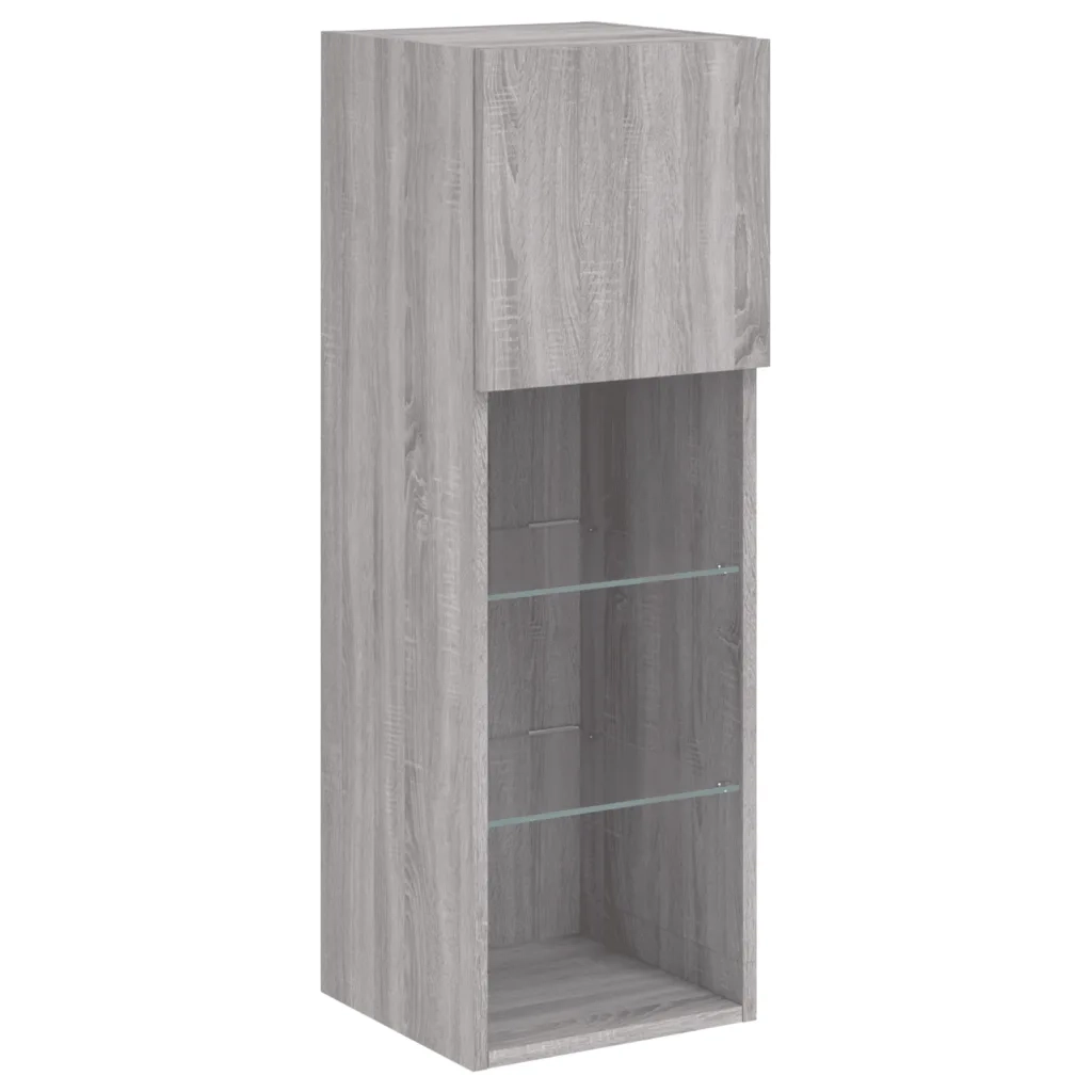 vidaXL Mobili TV con Luci LED 2pz Grigio Sonoma 30,5x30x90 cm