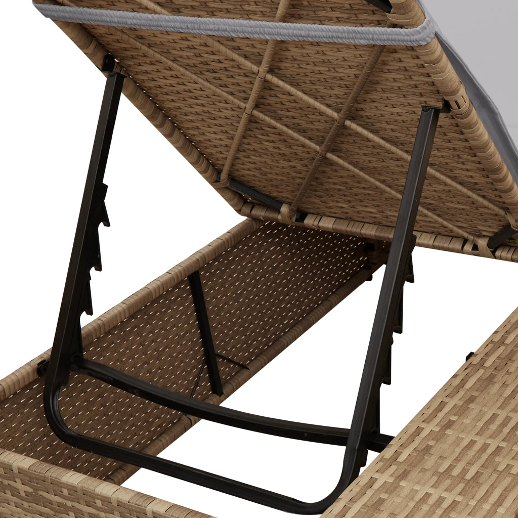 lettino da sole doppio Set di 2 Beige e grigio chiaro Polyrattan