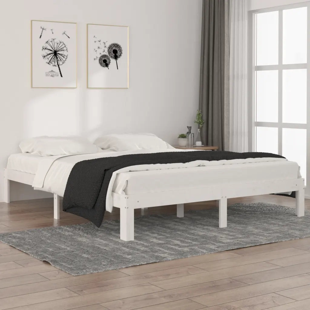 Giroletto Bianco in Legno Massello di Pino 160x200 cm 810376