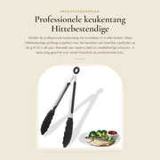 Tang per cucina Resistente al calore - Piastra per carne - Tang per cucina in acciaio inossidabile - Tang per cucina in silicone - Piastra per griglia - Sicuro per l'alimentazione