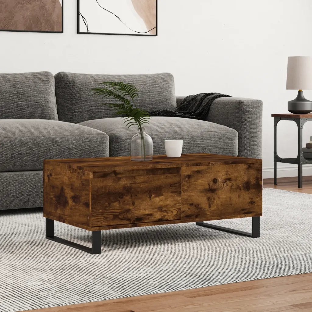 Tavolino da salotto | Tavolino da caff¨¨ | Tavolino da Soggiorno Rovere Fumo 90x50x36,5 cm Legno Multistrato