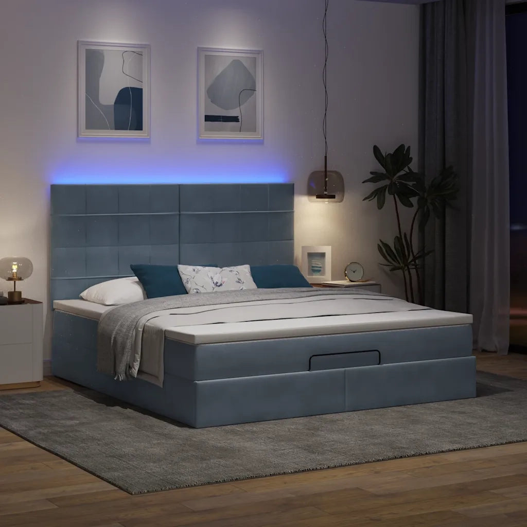 Struttura Letto Pouf con Materassi 180x200 cm Velluto 3314337