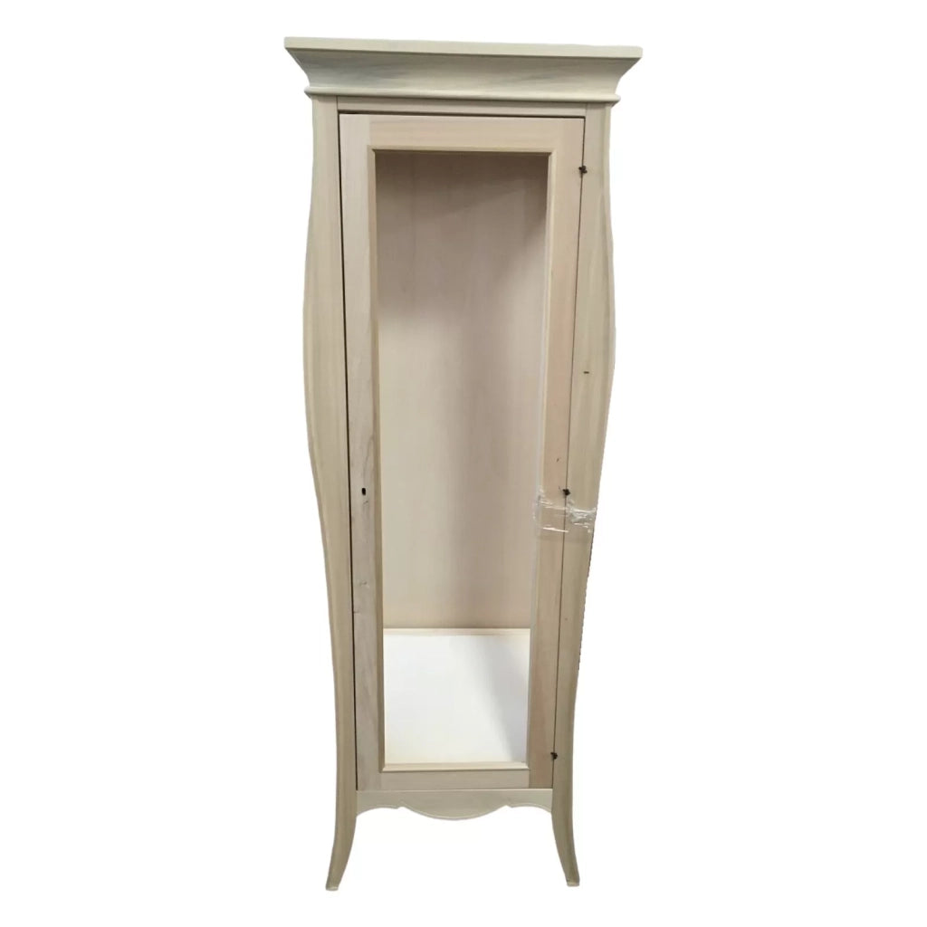 Vetrina classica bombata 1 porta dx in legno grezzo l.71 p.48 h.204 (3095) - Mobili 2G