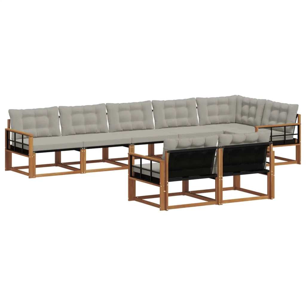 Set di divani da esterno 8 pcs Grigio Naturale e Chiaro
