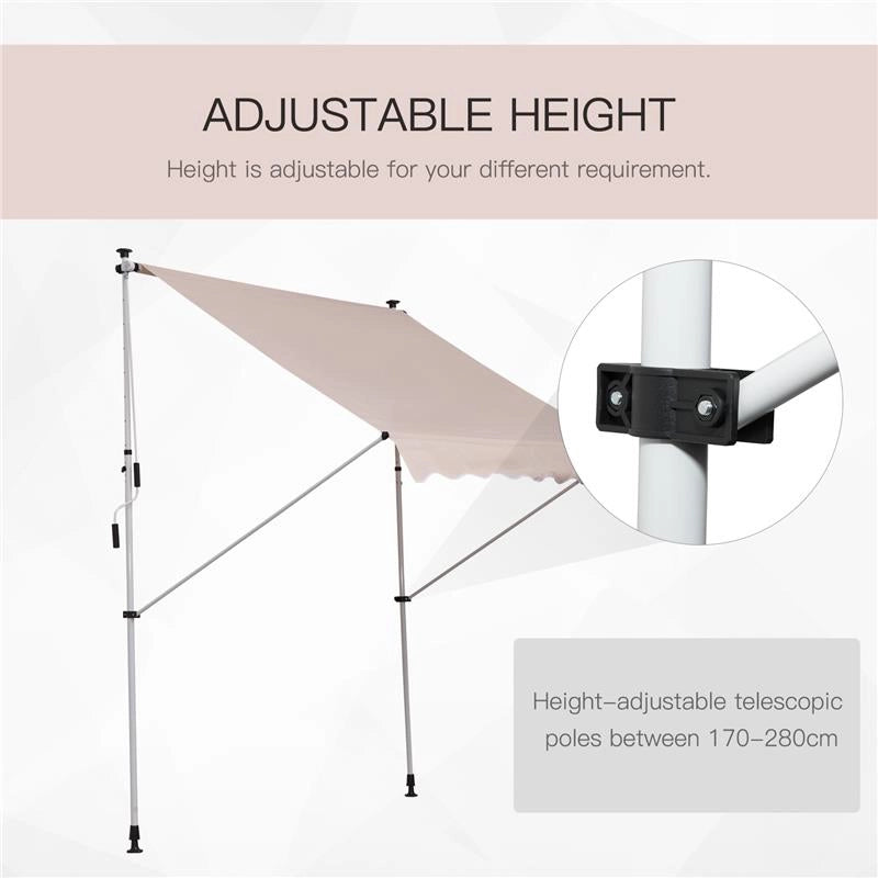 TENDA DA SOLE CON MANOVELLA E ANGOLO REGOLABILE 200 X 150 CM BEIGE