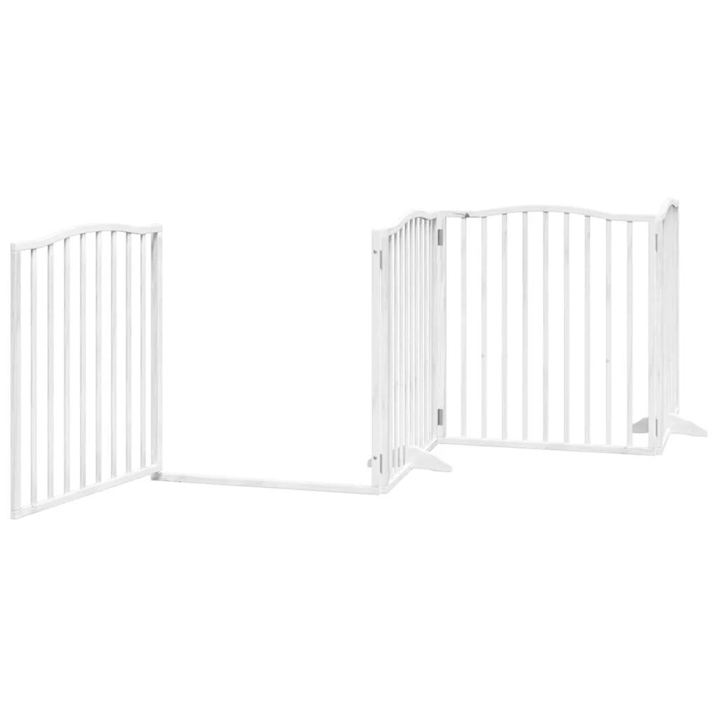 Cancelletto di sicurezza per animali domestici porta pieghevole 10 pannelli legno di pioppo bianco 02_0023100