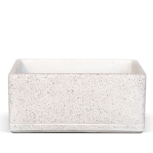 Lavello da Giardino Senza Rubinetto 45x30x20 cm in Cemento e Granulati di Marmo Rodi-TZ Bianco Terrazzo