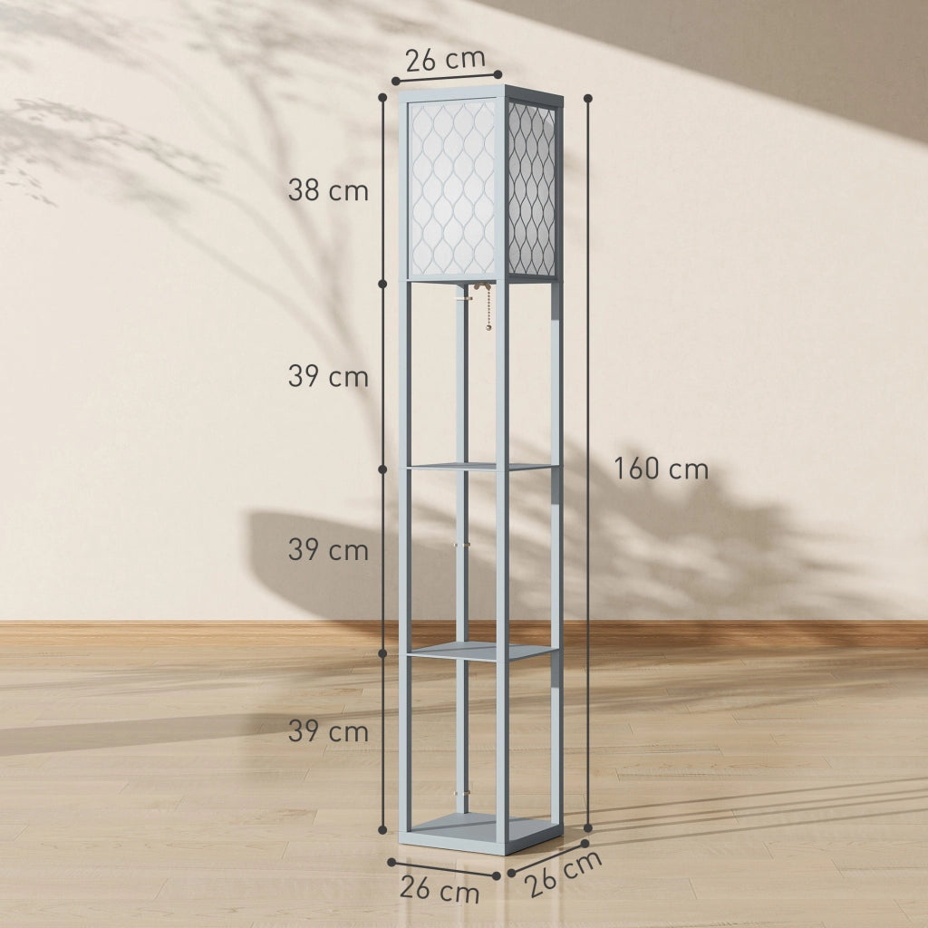 Lampadaire con scaffali 3 livelli ¨C zephmum ¨C grigio e bianco 26x26x160 cm
