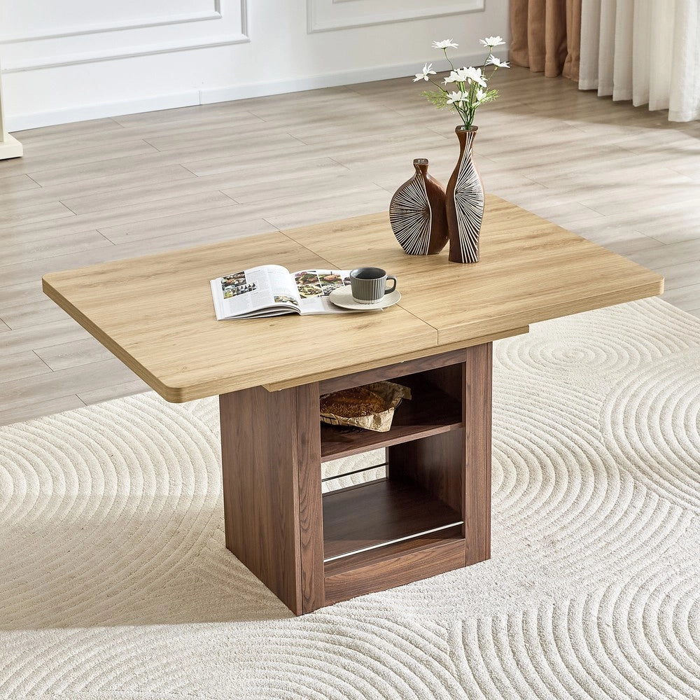 Tavolo da Pranzo Allungabile con Vani ¨C MINIMAL ¨C Effetto Noce, MDF, 130/160 cm, 4-8 Persone