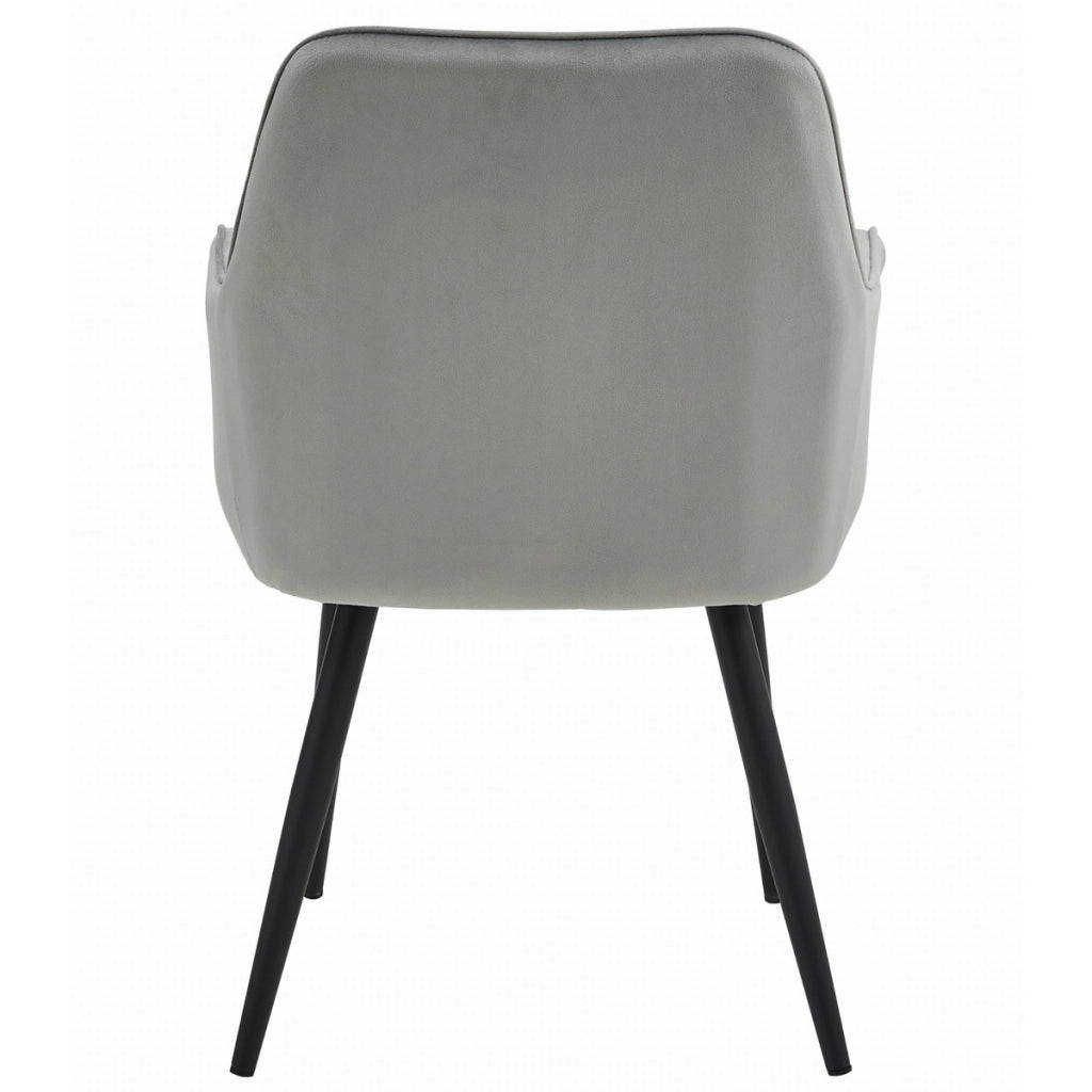 Sedia Nana con braccioli in velluto grigio argento e gambe nere