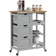 Carrello da cucina con 3 cassetti e piano rimovibile ¨C Minimal ¨C Grigio 67x37x85.5 cm