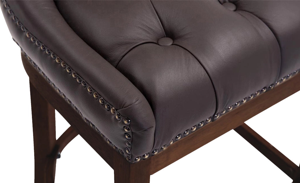 Sgabello Lakewood vera pelle antico-scuro marrone