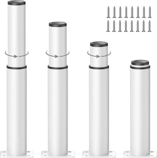 Piedini per mobili regolabili - set da 4 pezzi, regolabili in altezza - 18-28 cm bianchi