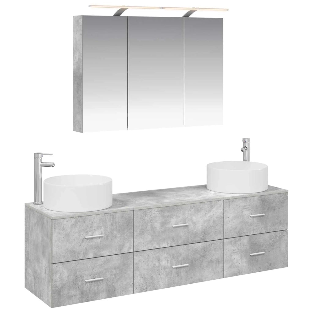Set di mobili per il bagno 4 pcs Grigio Cemento 3407058